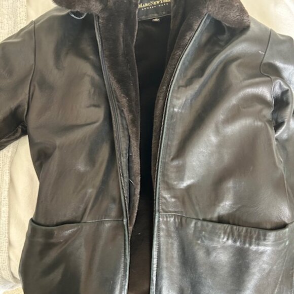 MARC NEW YORK LEATHER FUR LINED JACKET - Picture 1 of 9